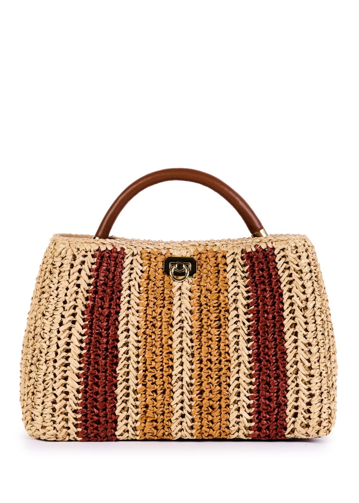 VIAMAILBAG Alma Streak Crochet Handbag - Natural/Rust