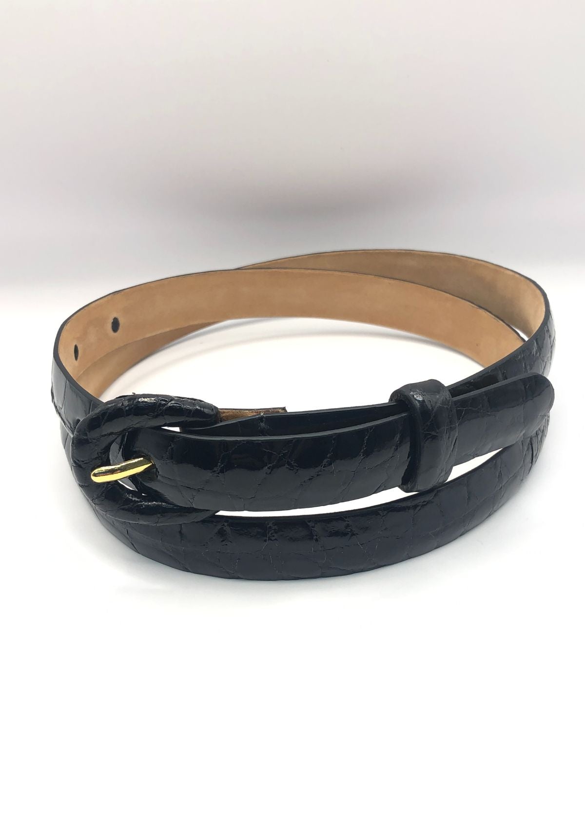 W.KLEINBERG 5/8" Glazed Alligator Belt - Black