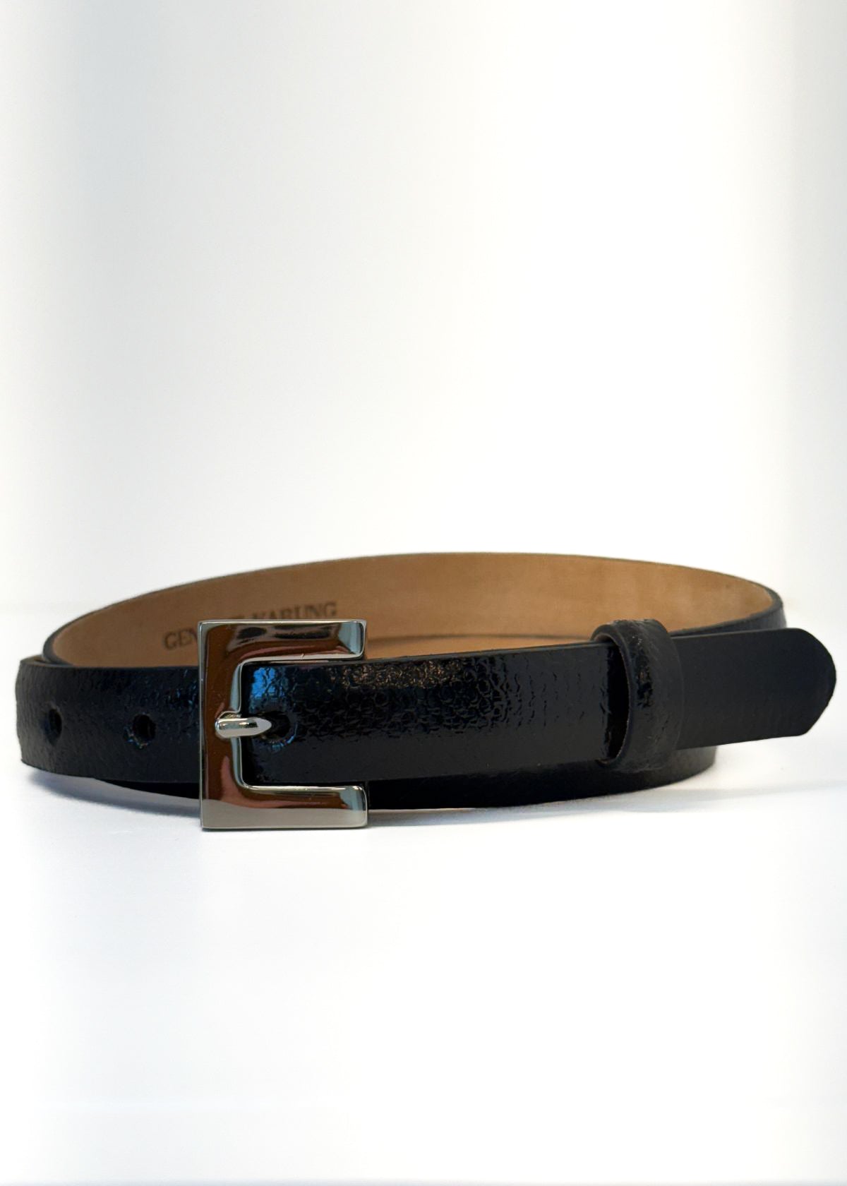 W.KLEINBERG Skinny Karung Belt with Nickel Buckle - Black