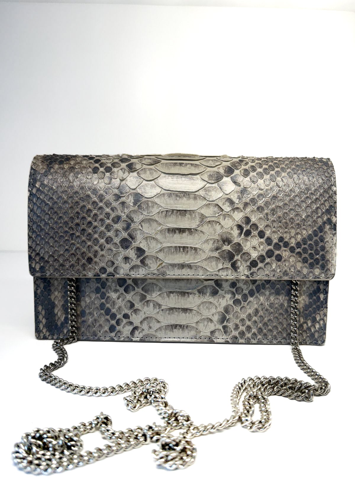 W.KLEINBERG Diana Python Clutch Handbag - Grey