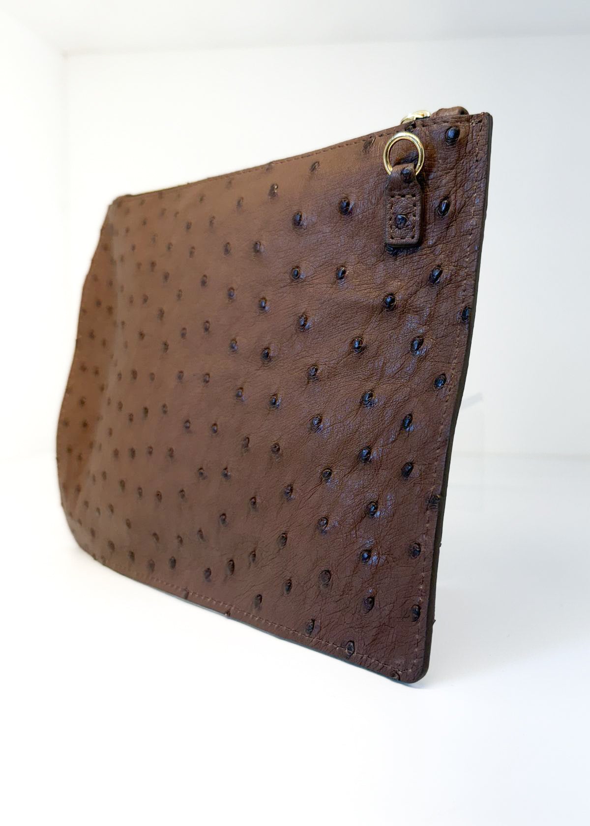W.KLEINBERG Ostrich Zipper Pouch Handbang - Kango