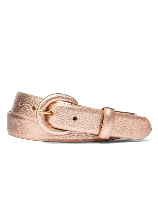 W.KLEINBERG Metallic Calf Belt with Covered Buckle - Rose Gold