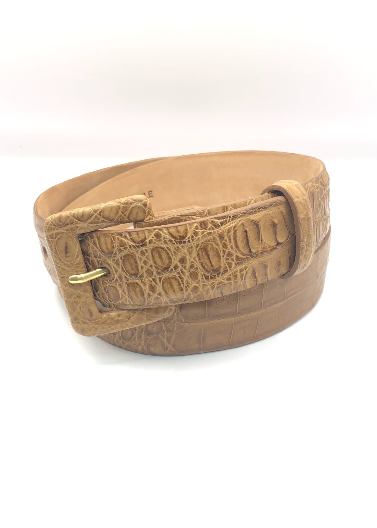 W.KLEINBERG Matte Caiman Crocodile Belt - Saddle Tan