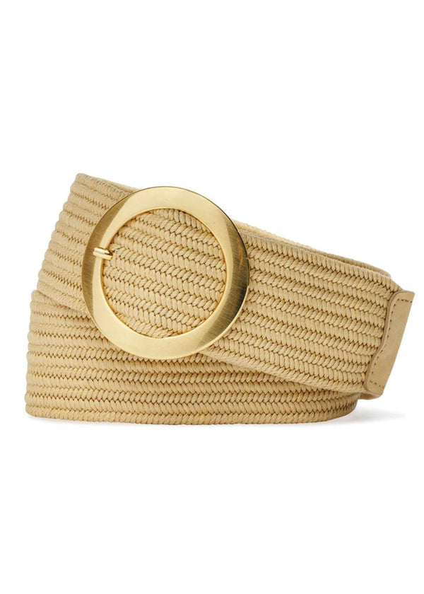 W.KLEINBERG Wide Stretch Belt with Circle Buckle - Tan
