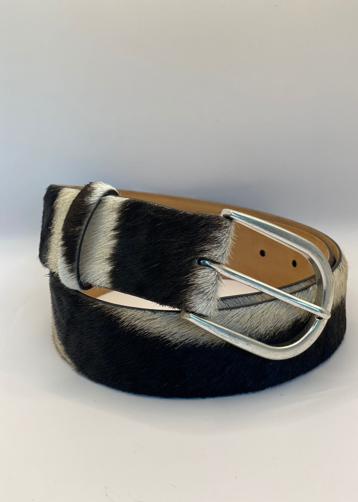 W.KLEINBERG Zebra Belt with Brushed Nickel Buckle