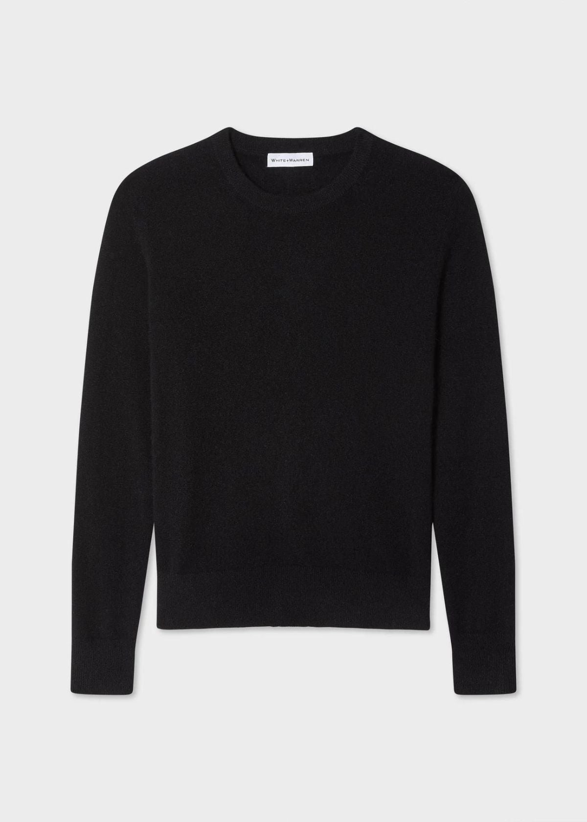 WHITE + WARREN Essential Cashmere Crew Neck Sweater - Black