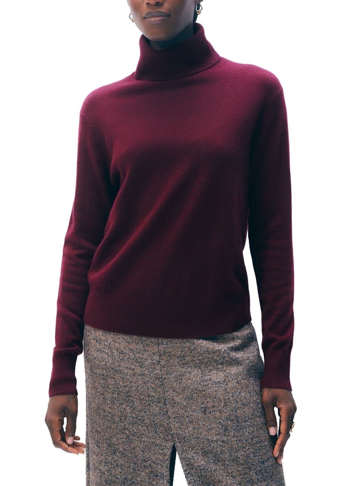 WHITE + WARREN Cashmere Easy Trim Turtleneck - Sangria