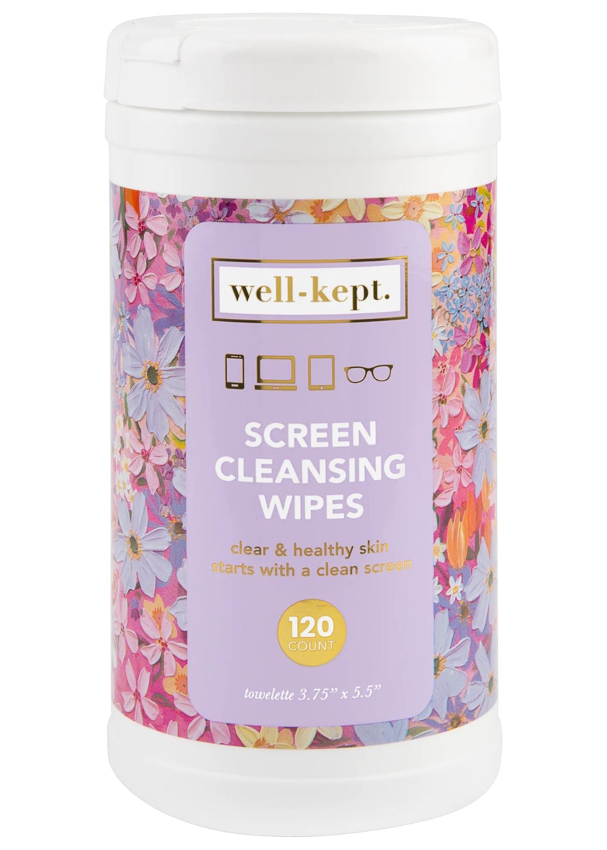 WELL-KEPT Screen Cleaning Wipes - Flower Power Canister