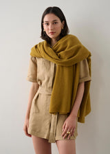 WHITE + WARREN Cashmere Travel Wrap - Antique Gold Heather