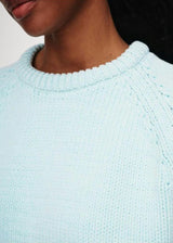 WHITE + WARREN Cotton Rope Crew Sweater - Aqua