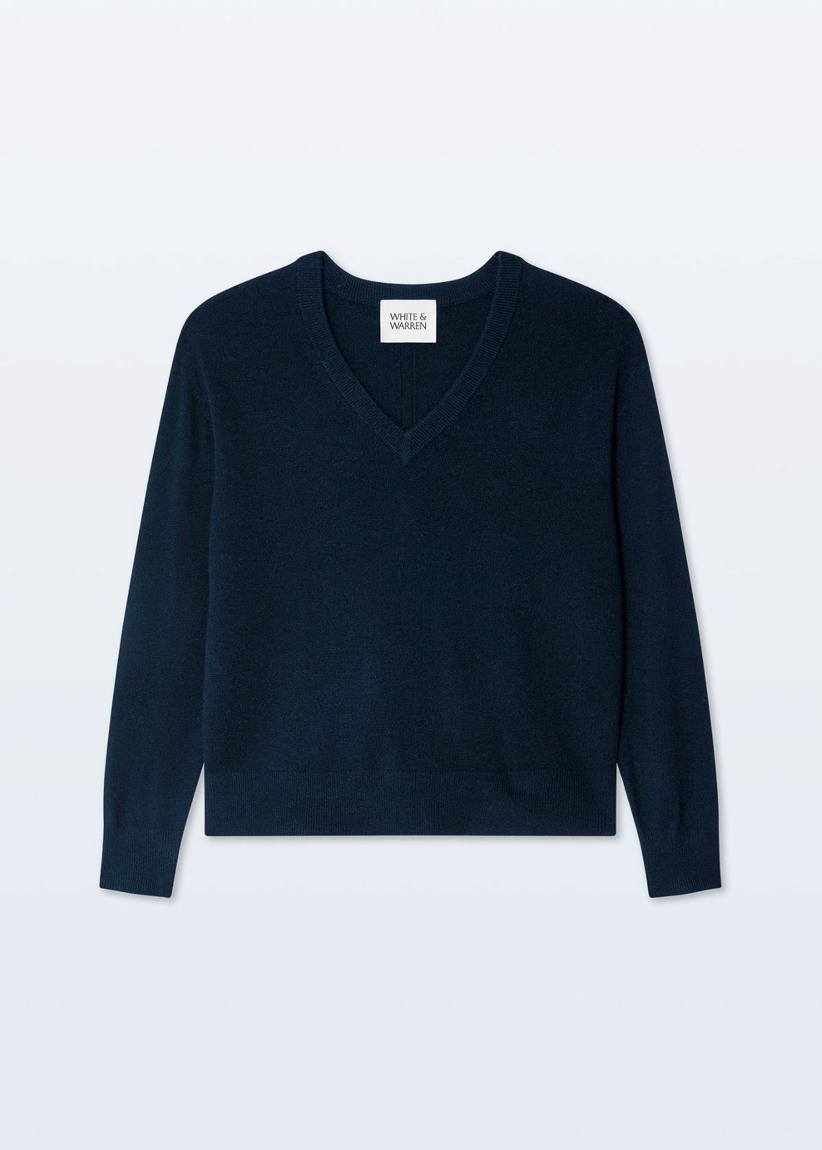 WHITE + WARREN Cashmere V Neck Sweater - Black