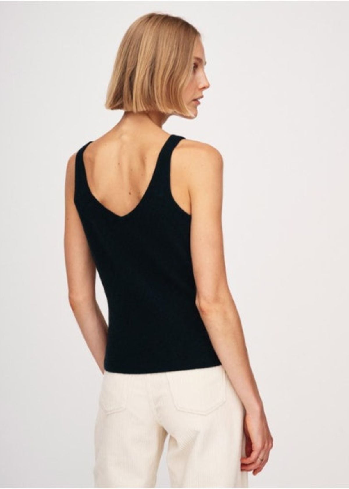 WHITE + WARREN Cashmere Tank Top - Black