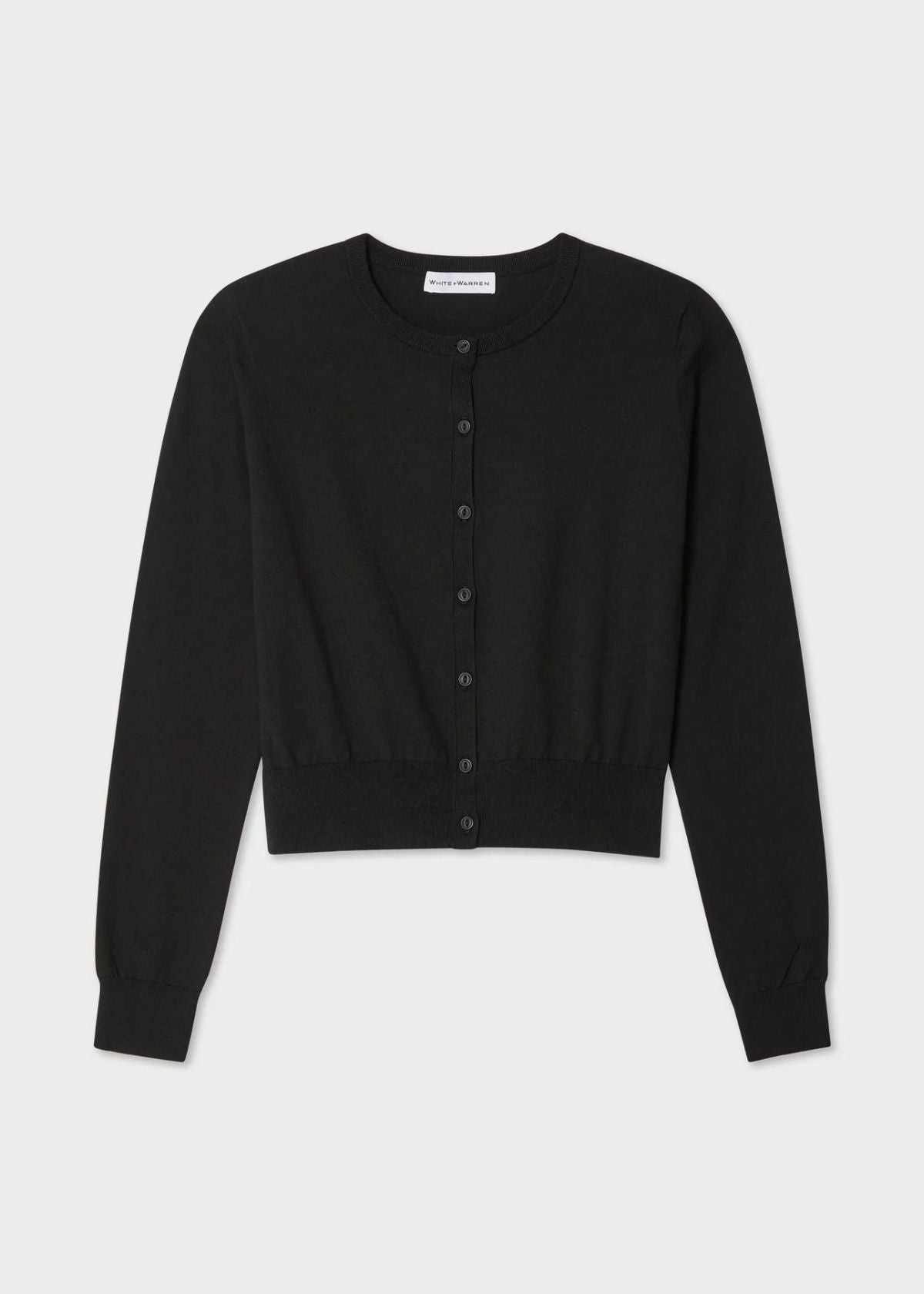 WHITE + WARREN Organic Cotton Cardigan - Black