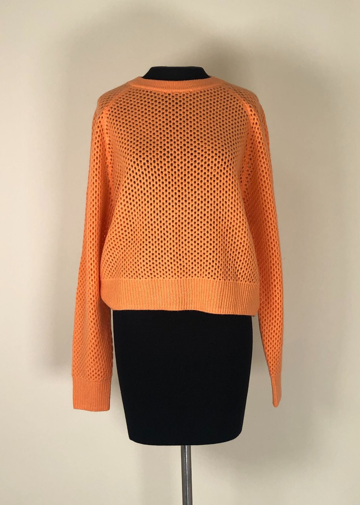 WHITE + WARREN Cashmere Mesh Sweatshirt - Bright Orange