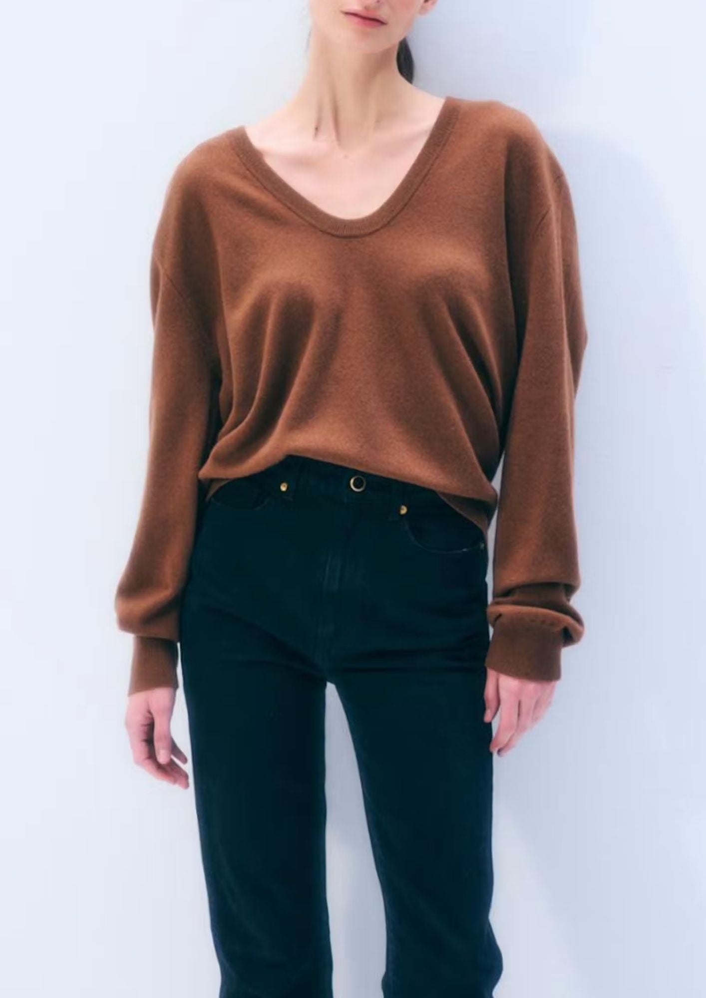 WHITE + WARREN Cashmere Scoop Sweater - Cedarwood