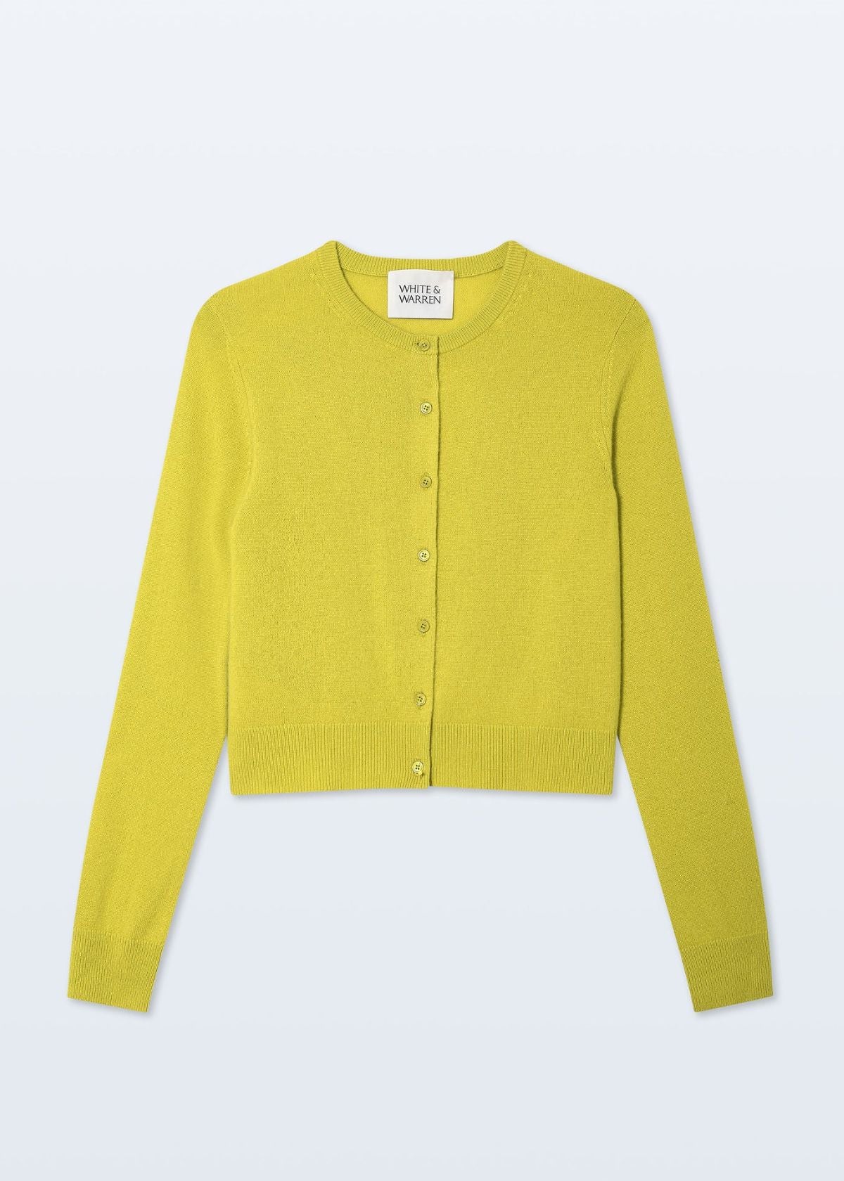WHITE + WARREN Cashmere Crewneck Cardigan Sweater - Citronelle