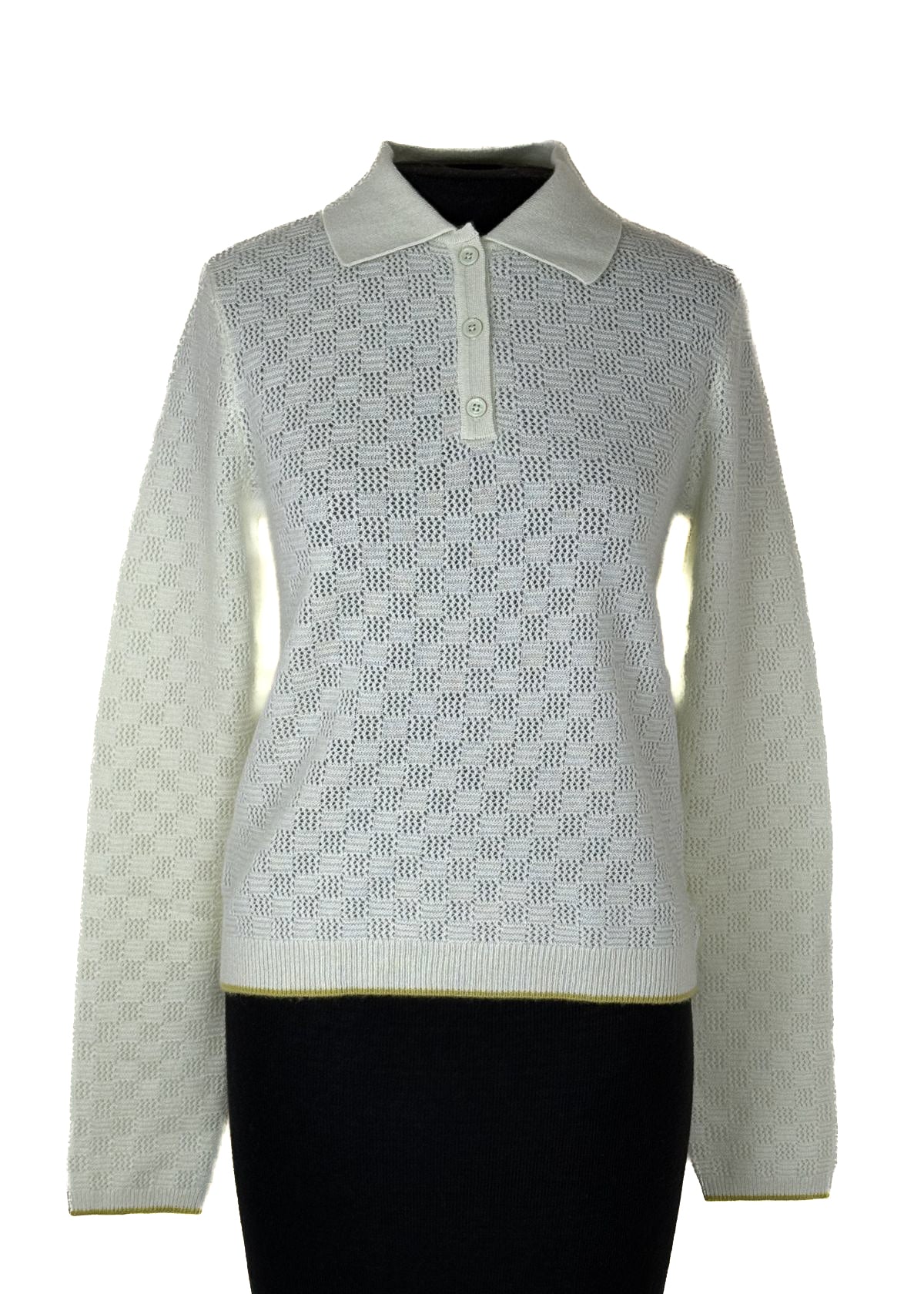 WHITE + WARREN Cashmere Long Sleeve Polo Sweater - Pistachio