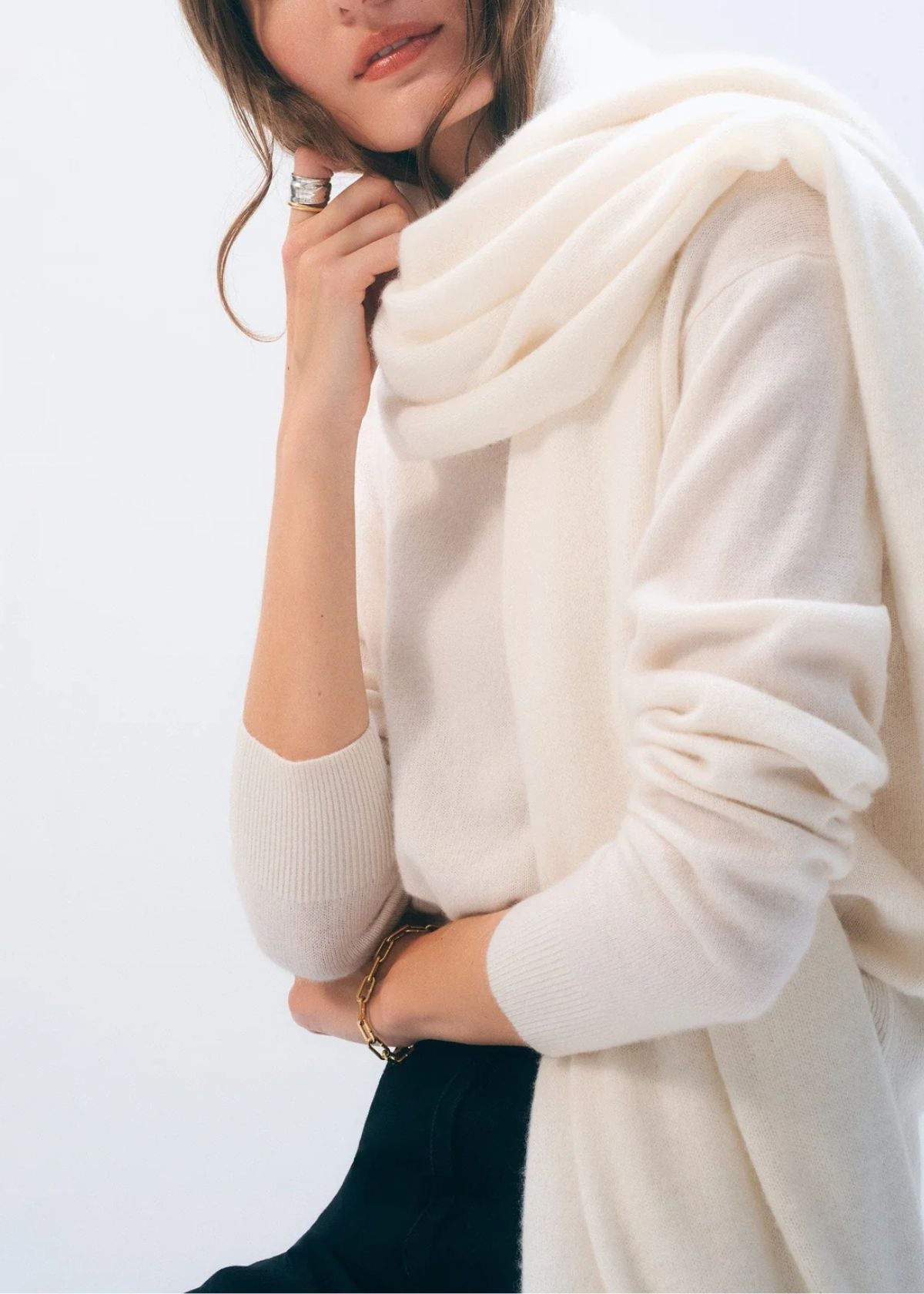WHITE + WARREN Cashmere Travel Wrap - Soft White