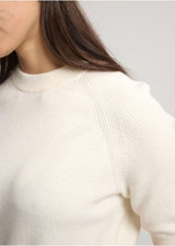 WHITE + WARREN Cotton Silk Ribbed Knit Tee - White