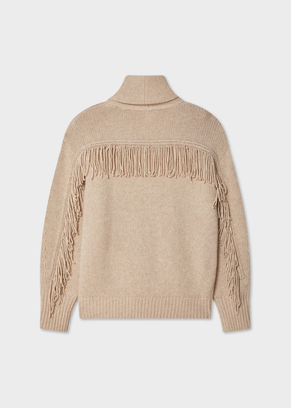 WHITE + WARREN Cashmere Blend Luxe Fringe Coatigan - Sand Heather