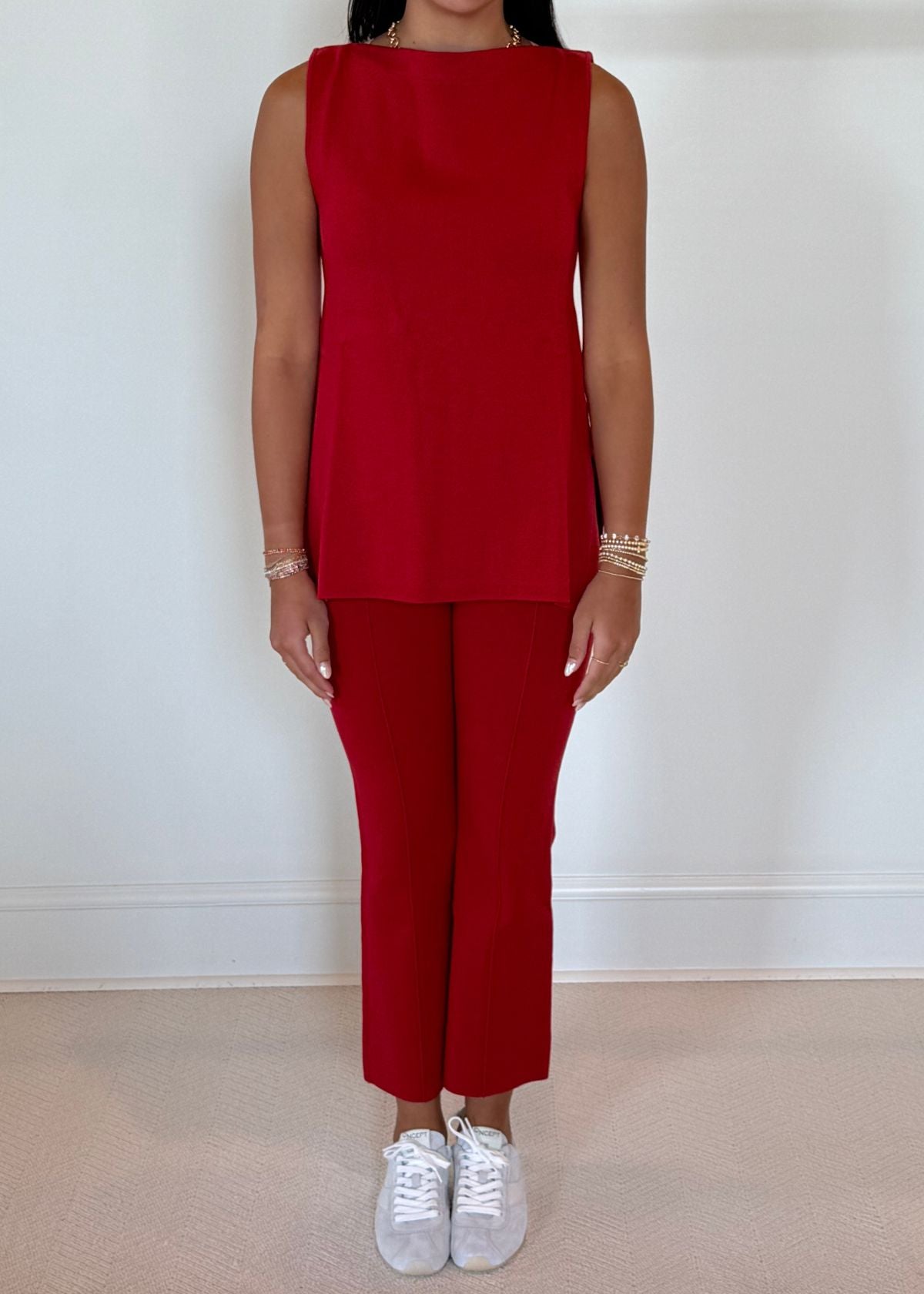 WHITE + WARREN Superfine Organic Cotton Tunic Top - Deep Rouge