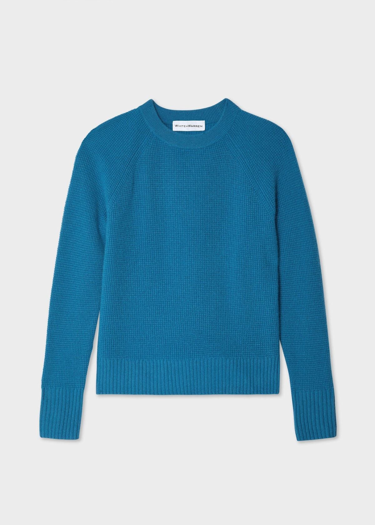 WHITE + WARREN Cashmere Waffle Sweatshirt - Blue Jean