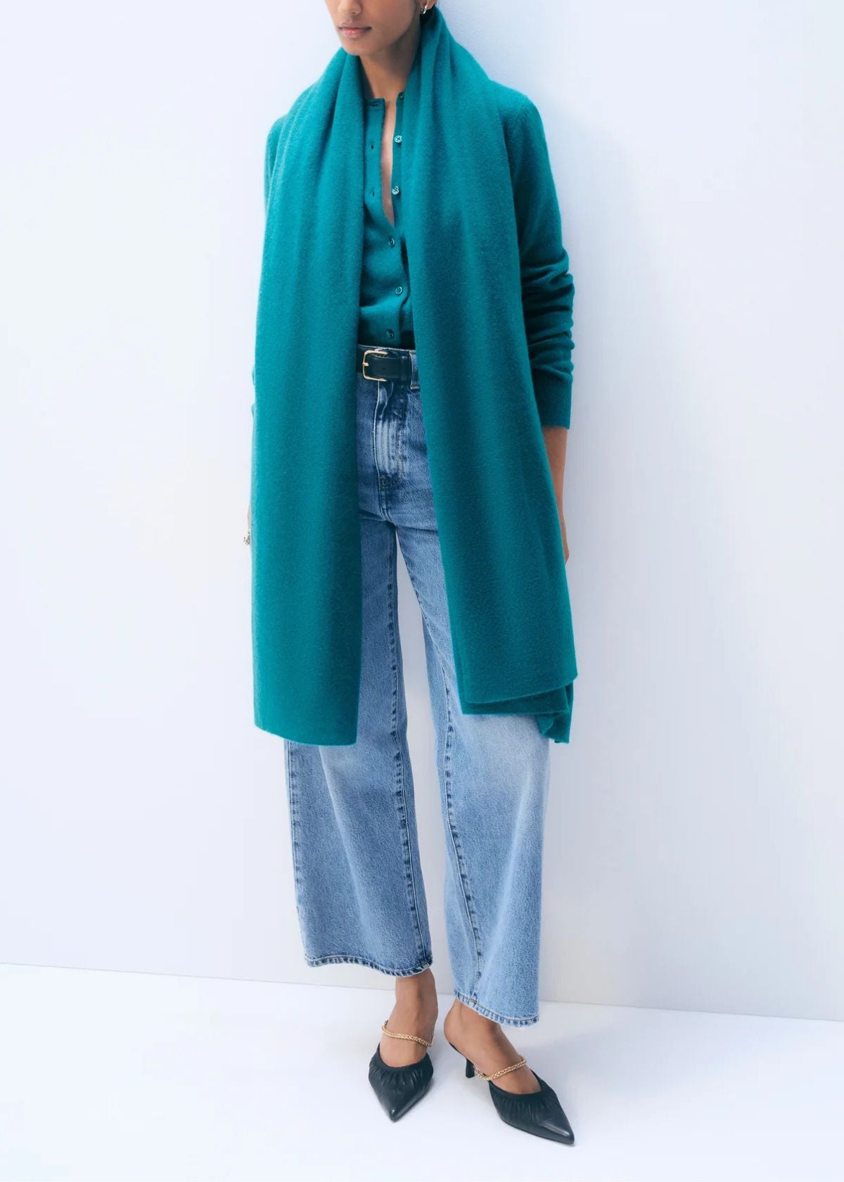 WHITE + WARREN Cashmere Travel Wrap - Deep Water Teal