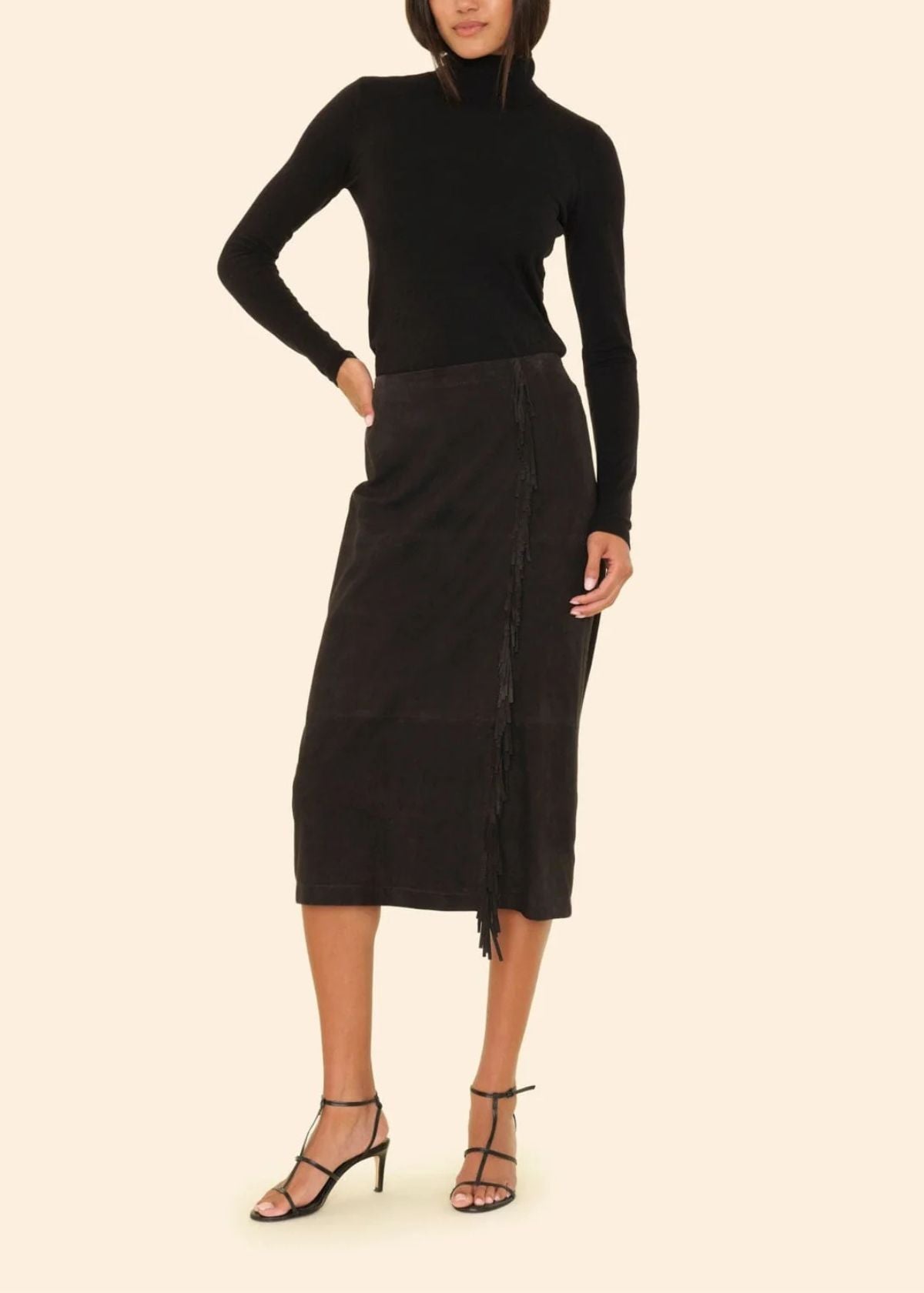 XIRENA Bonnie Suede Midi Skirt - Black