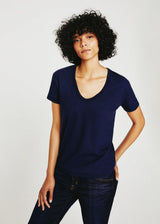 AG Aspen U-Neck Tee in Deep Navy