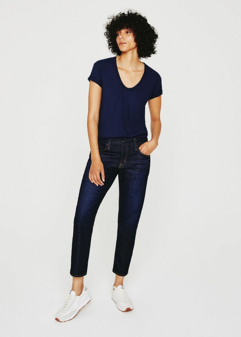 AG Aspen U-Neck Tee in Deep Navy