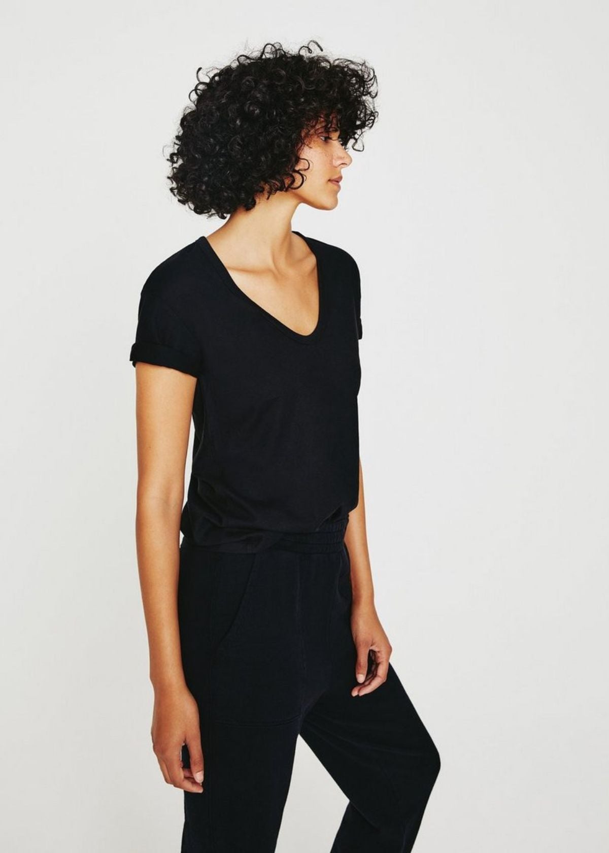 AG Aspen U-Neck Tee in True Black