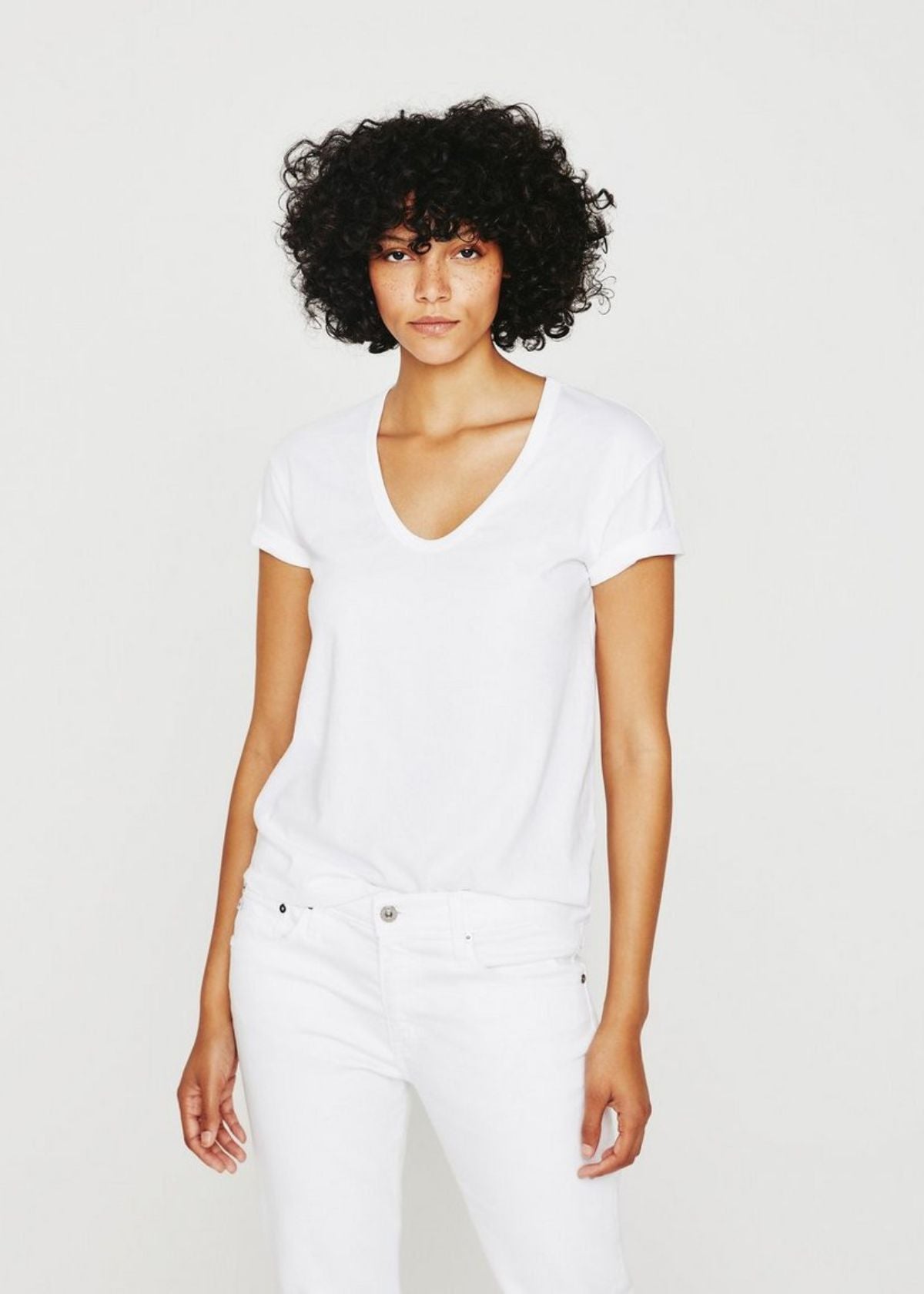 AG Aspen U-Neck Tee in True White