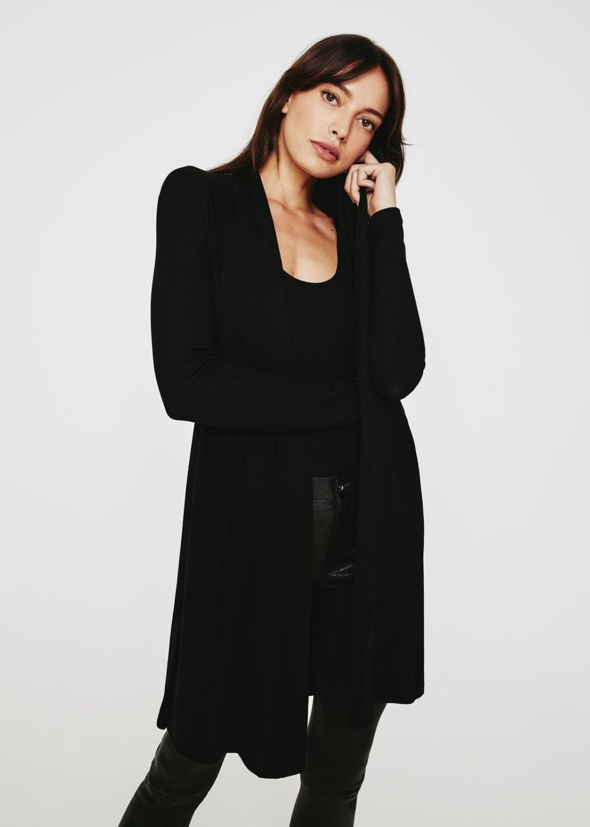 AG Sophie Extended Shawl Cardigan - True Black