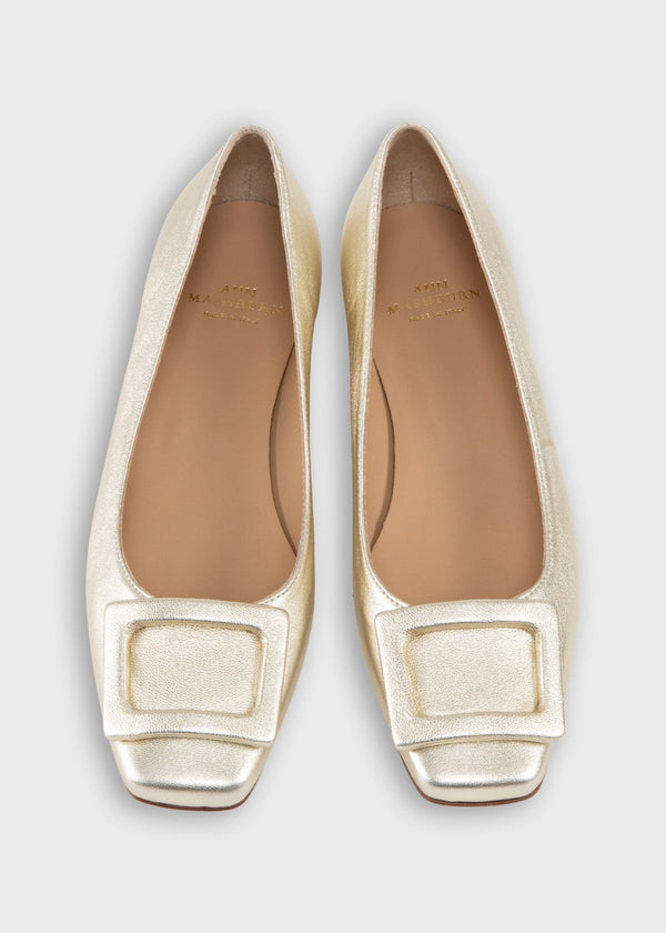ANN MASHBURN Buckle Shoe in Platino Leather