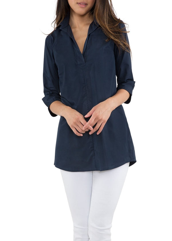ANN MASHBURN Designer Tunic in Navy Poplin