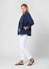 ANN MASHBURN Frill Liya Shirt Jacket - Navy