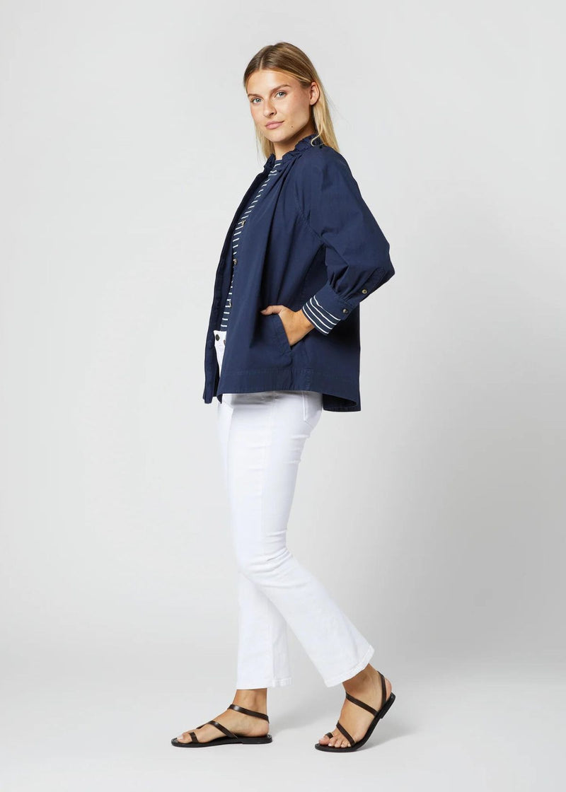 ANN MASHBURN Frill Liya Shirt Jacket - Navy