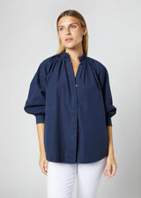 ANN MASHBURN Frill Liya Shirt Jacket - Navy