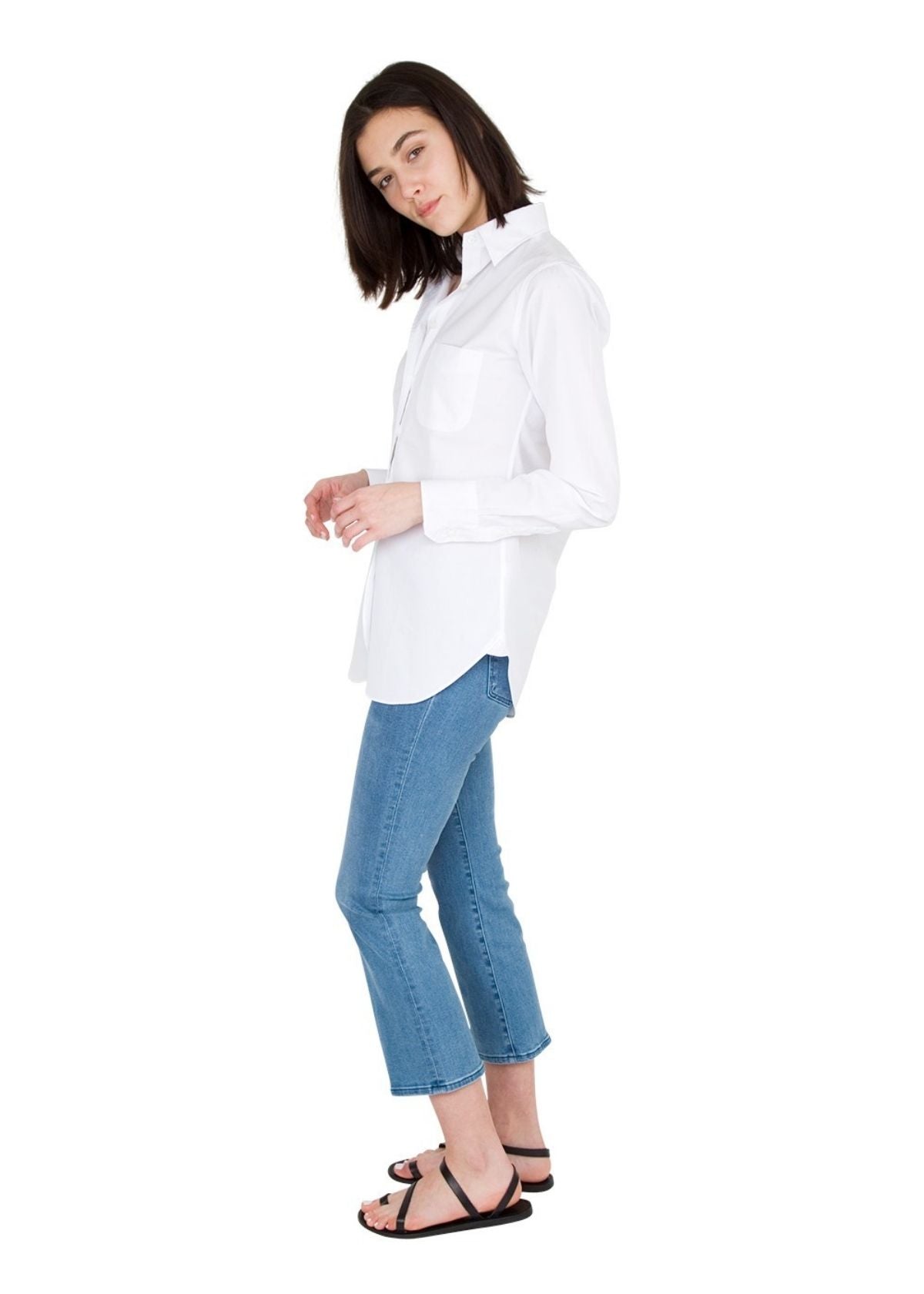 ANN MASHBURN Boyfriend Shirt in White Poplin