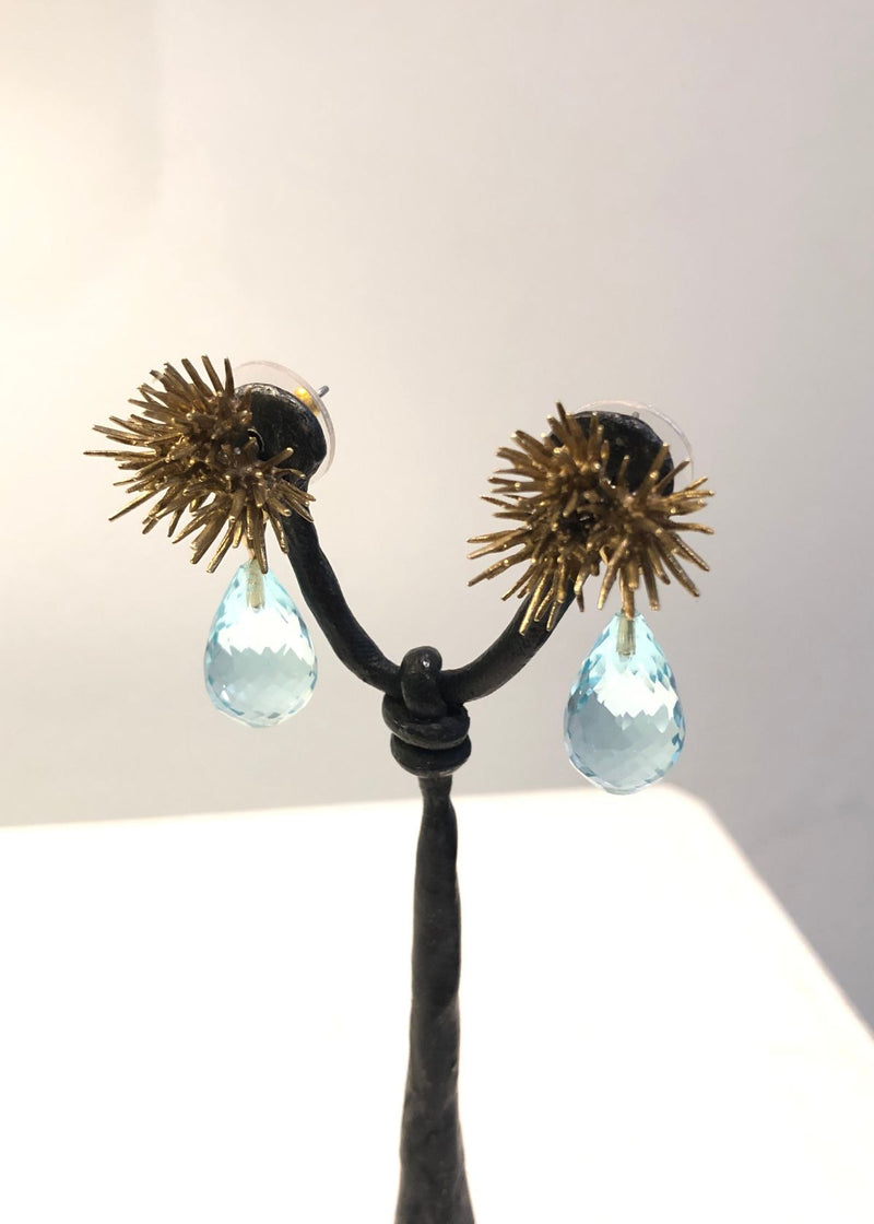 BLACKWING METALS Thistle Cluster Earring with Briolettes - Aquamarine