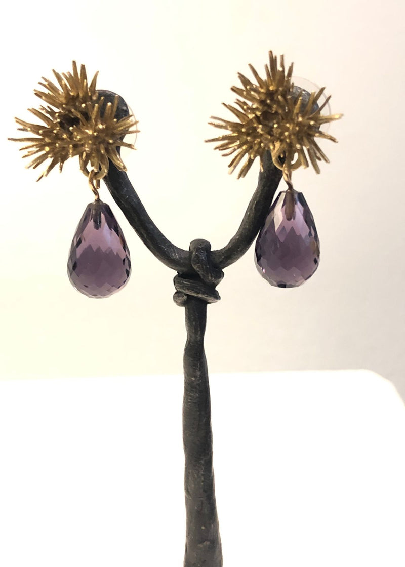 BLACKWING METALS Thistle Cluster Earring with Briolettes - Amethyst