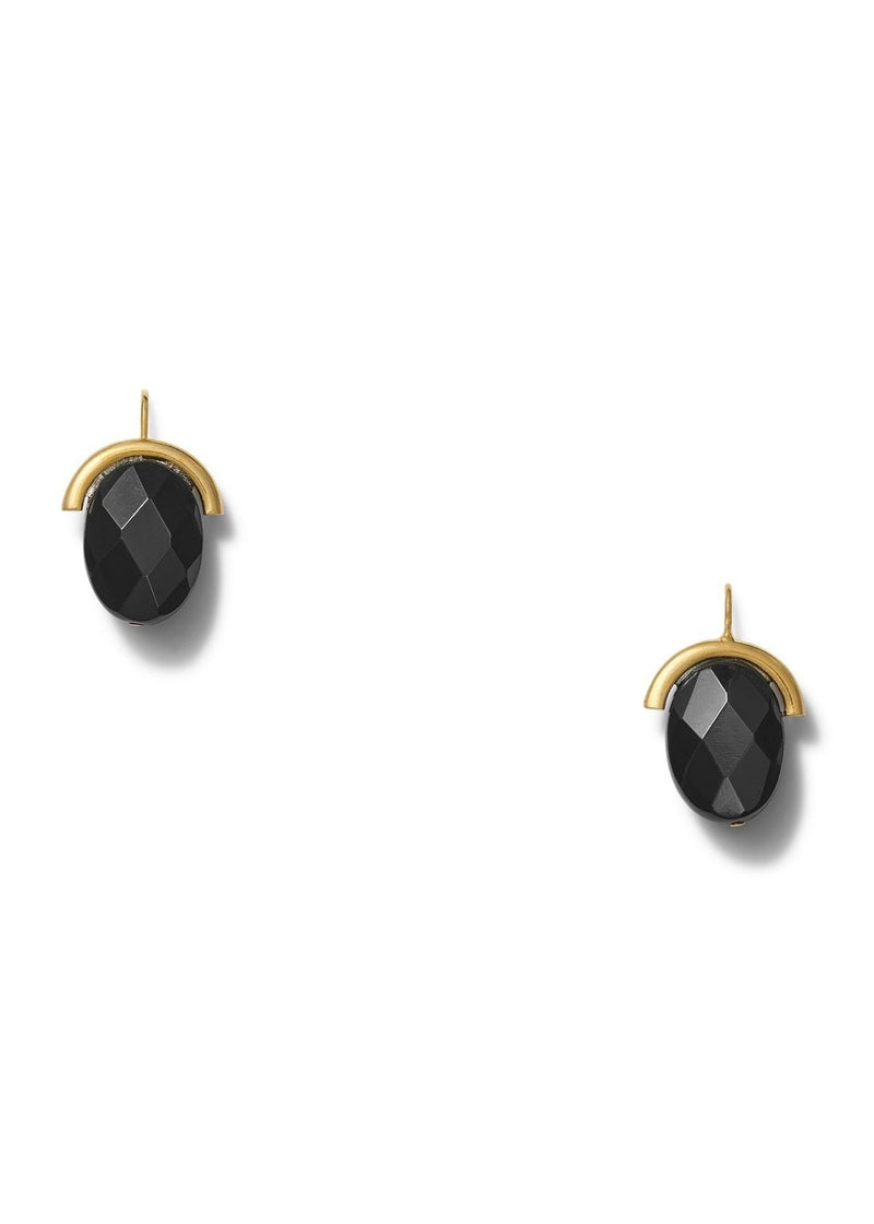 CATHERINE CANINO Oval Onyx and Gold Earring