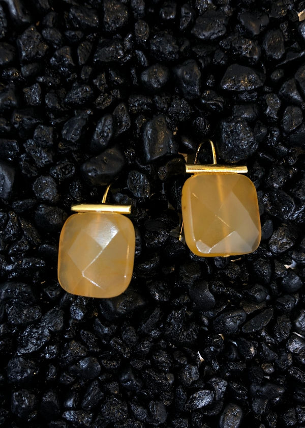 CATHERINE CANINO Square Amber and Gold Earring