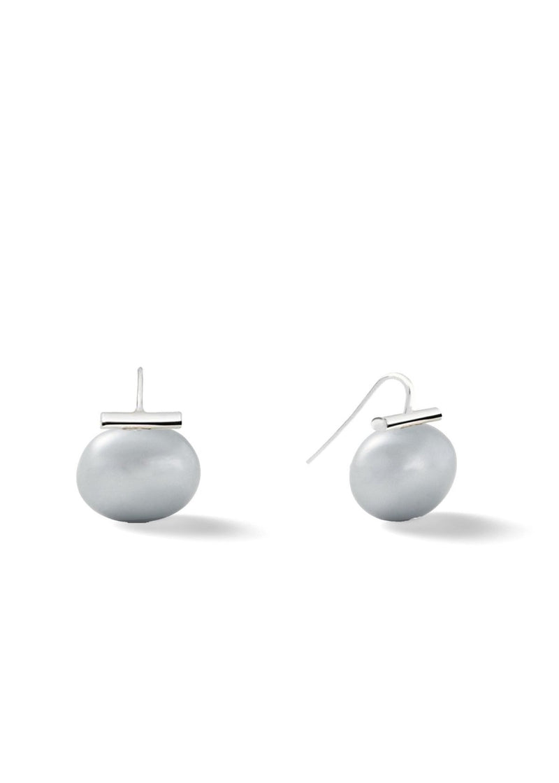 CATHERINE CANINO Sterling Large Pebble Pearl Earring