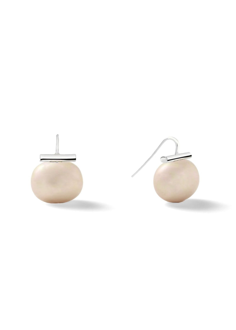 CATHERINE CANINO Sterling Large Pebble Pearl Earring
