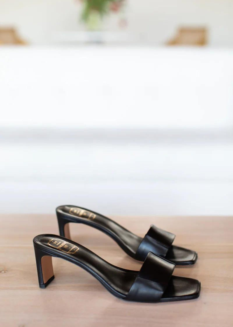 EMERSON FRY Wide Strap Mule - Black Leather