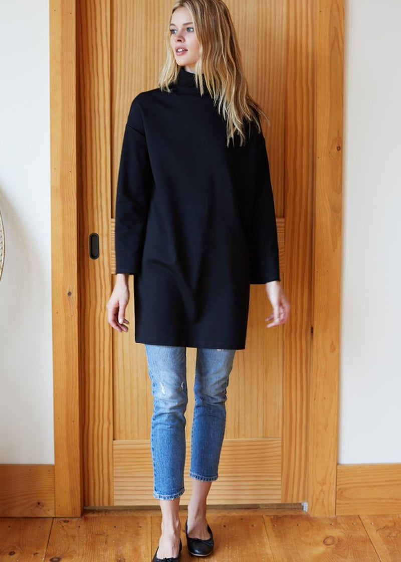 EMERSON FRY Ponte Knit Turtleneck Dress - Black