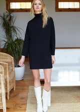 EMERSON FRY Ponte Knit Turtleneck Dress - Black