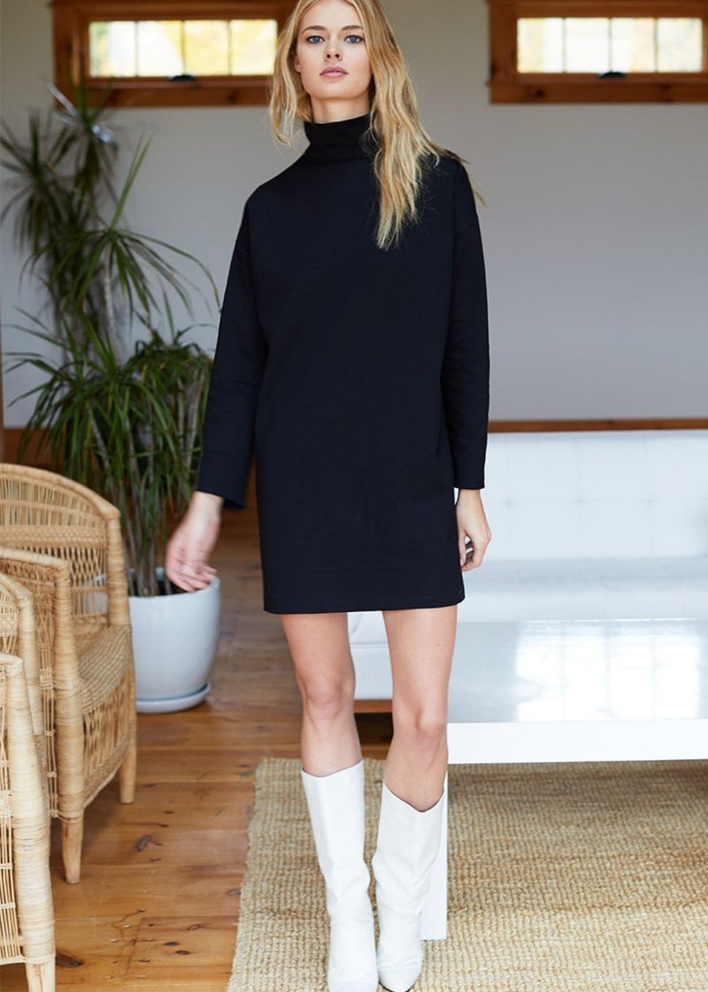 EMERSON FRY Ponte Knit Turtleneck Dress - Black