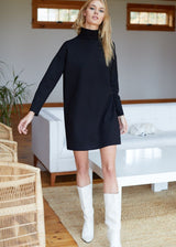 EMERSON FRY Ponte Knit Turtleneck Dress - Black